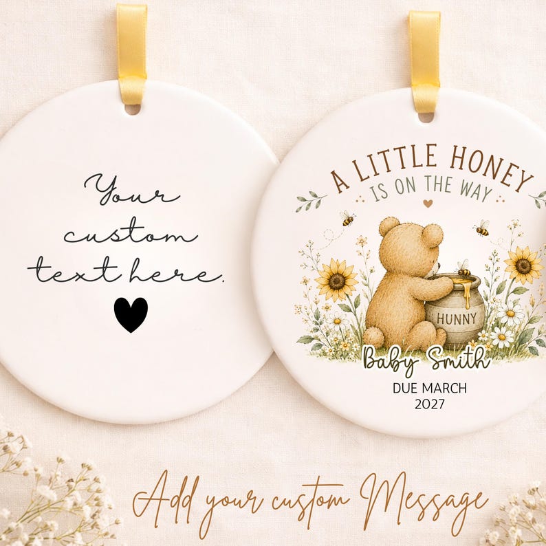 Pregnancy Announcement Ornament – Personalized Baby Reveal Bear Ornament product image 2