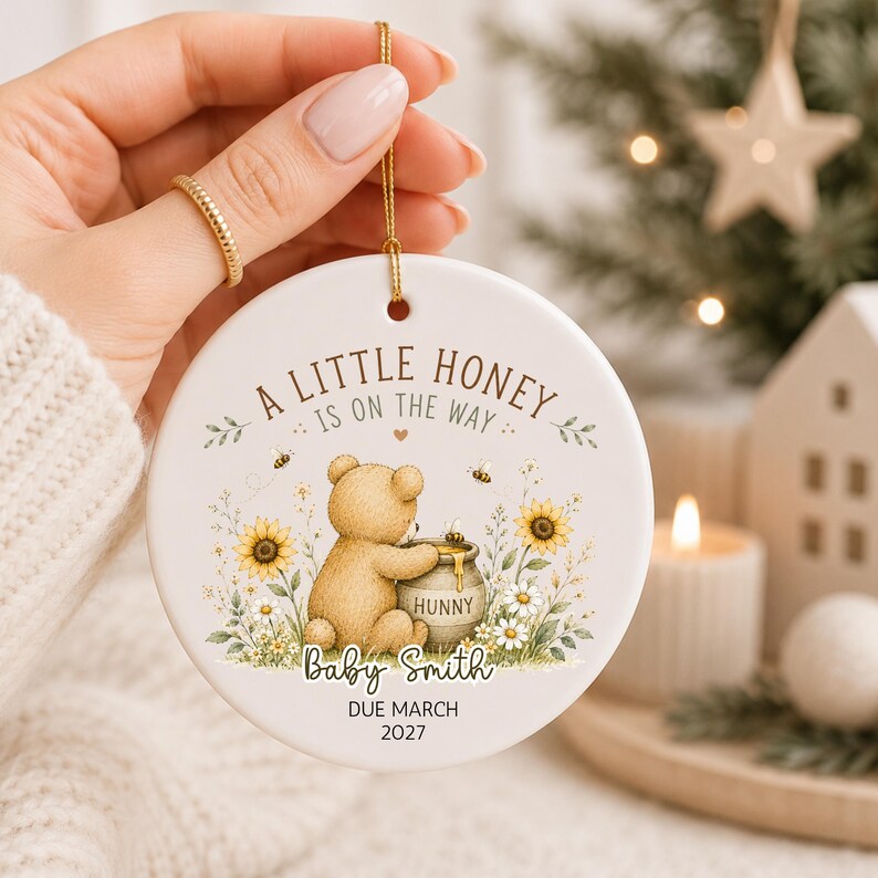 Pregnancy Announcement Ornament – Personalized Baby Reveal Bear Ornament product image 8