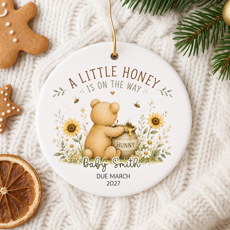 Pregnancy Announcement Ornament – Personalized Baby Reveal Bear Ornament product image 10