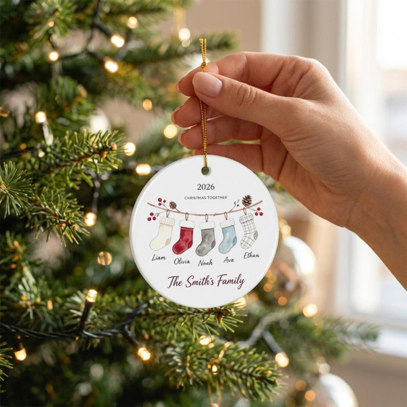 Personalized Family Name Ceramic Xmas Tree Bauble Ornament product image 10