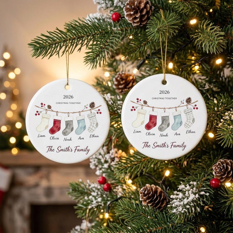 Personalized Family Name Ceramic Xmas Tree Bauble Ornament product image 5