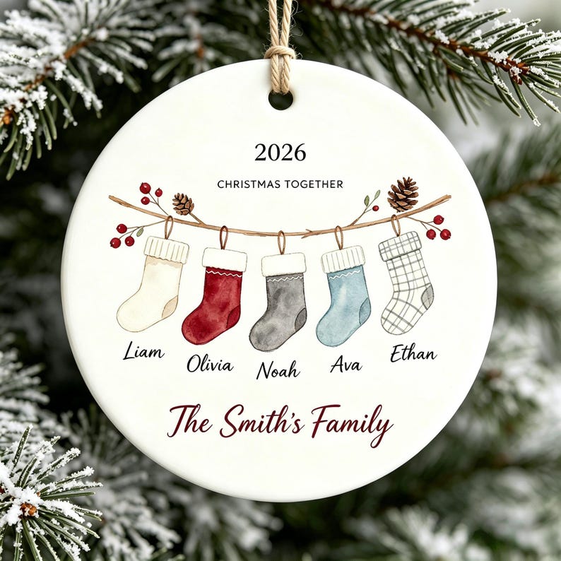 Personalized Family Name Ceramic Xmas Tree Bauble Ornament personalized acrylic Christmas ornament