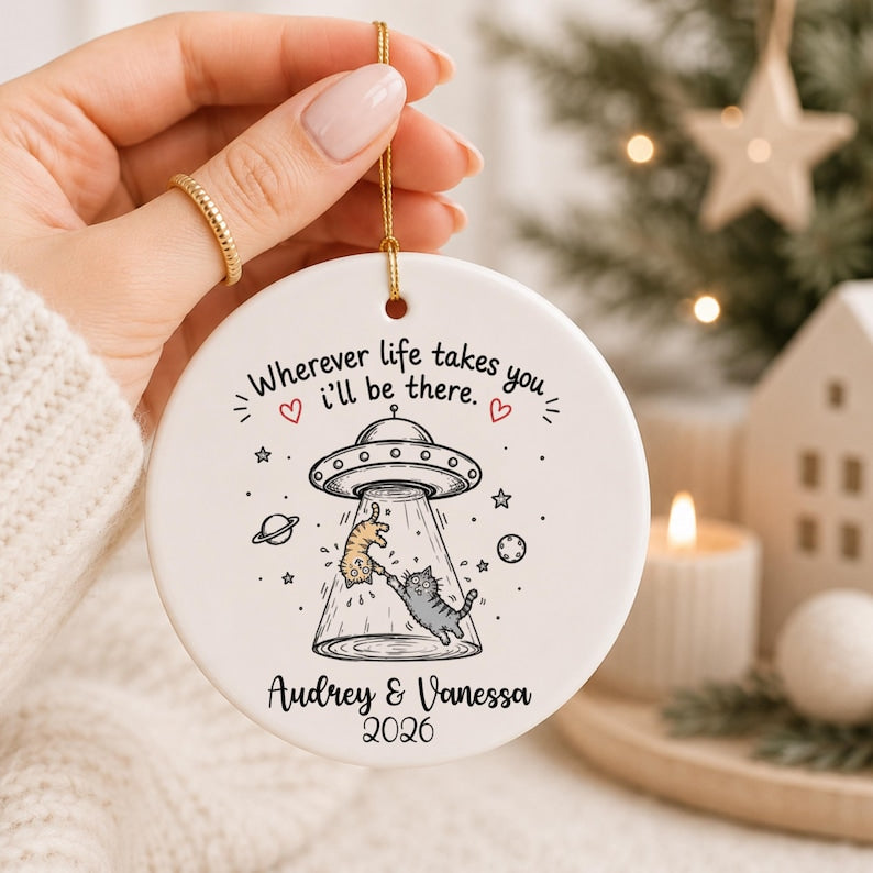 Best Friend Christmas Ornament Personalized | Funny Friendship Birthday Gift | Cat Lover Orname product image 5