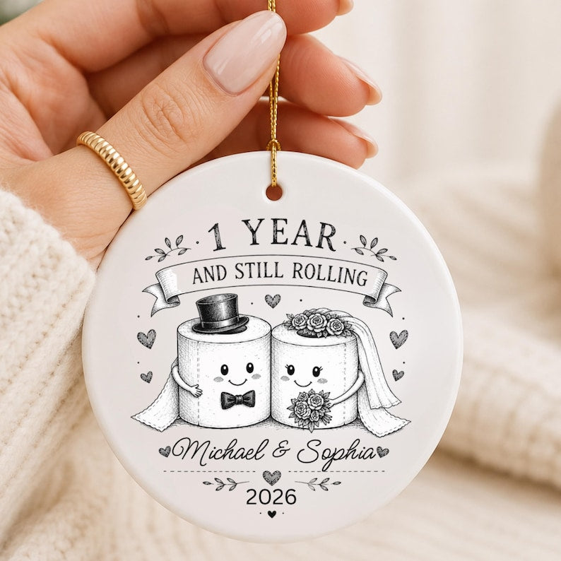 1st Anniversary Ornament Personalized – Funny Paper Anniversary Gift personalized Christmas ornament