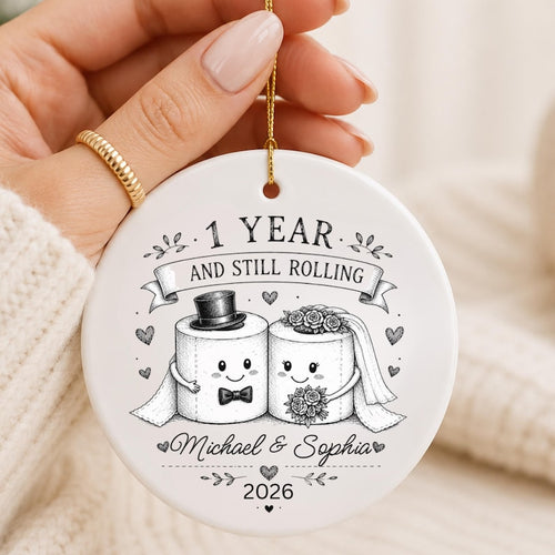1st Anniversary Ornament Personalized – Funny Paper Anniversary Gift personalized Christmas ornament