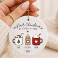 First Christmas as a Family of 3 Ornament | Personalized New Baby Christmas Ornament | Baby's F personalized Christmas ornament
