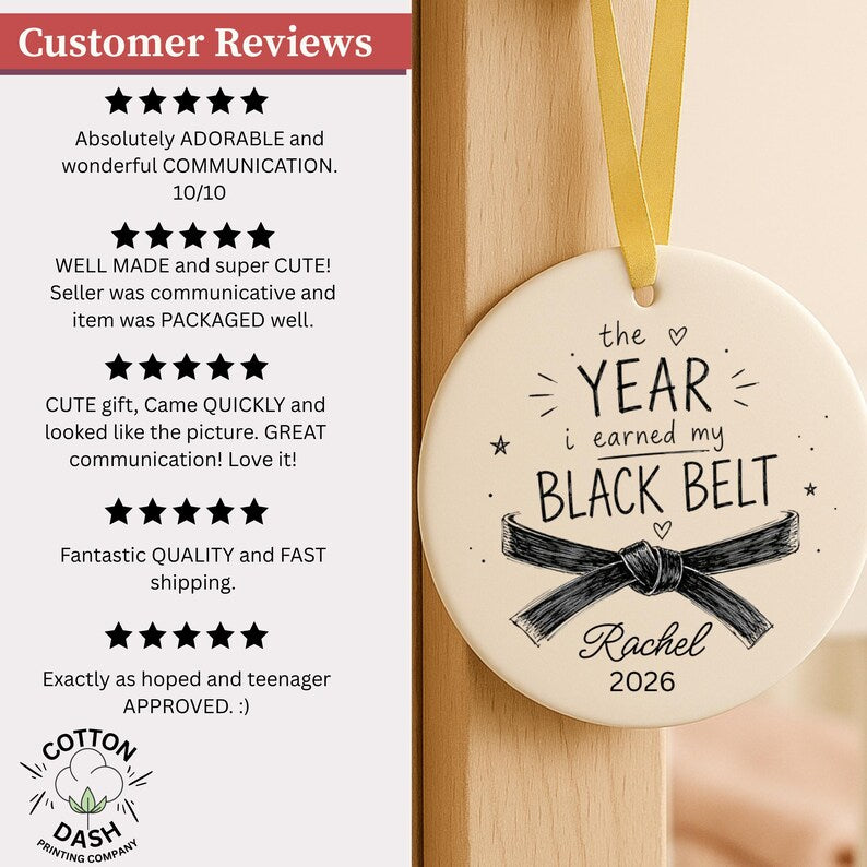 Black Belt Gift Personalized Ornament – Karate Graduation Gift product image 12