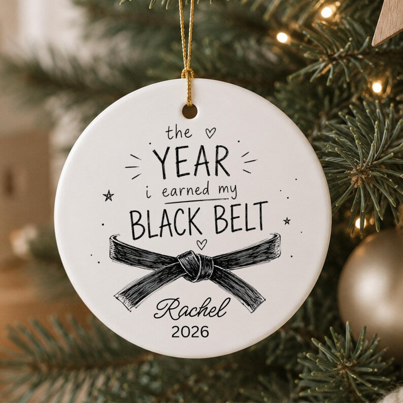 Black Belt Gift Personalized Ornament – Karate Graduation Gift product image 11