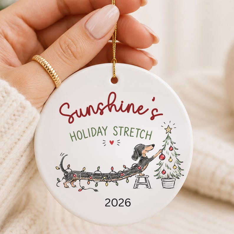 Personalized Dachshund Christmas Ornament – Doodle Wiener Dog Ornament personalized Christmas ornament