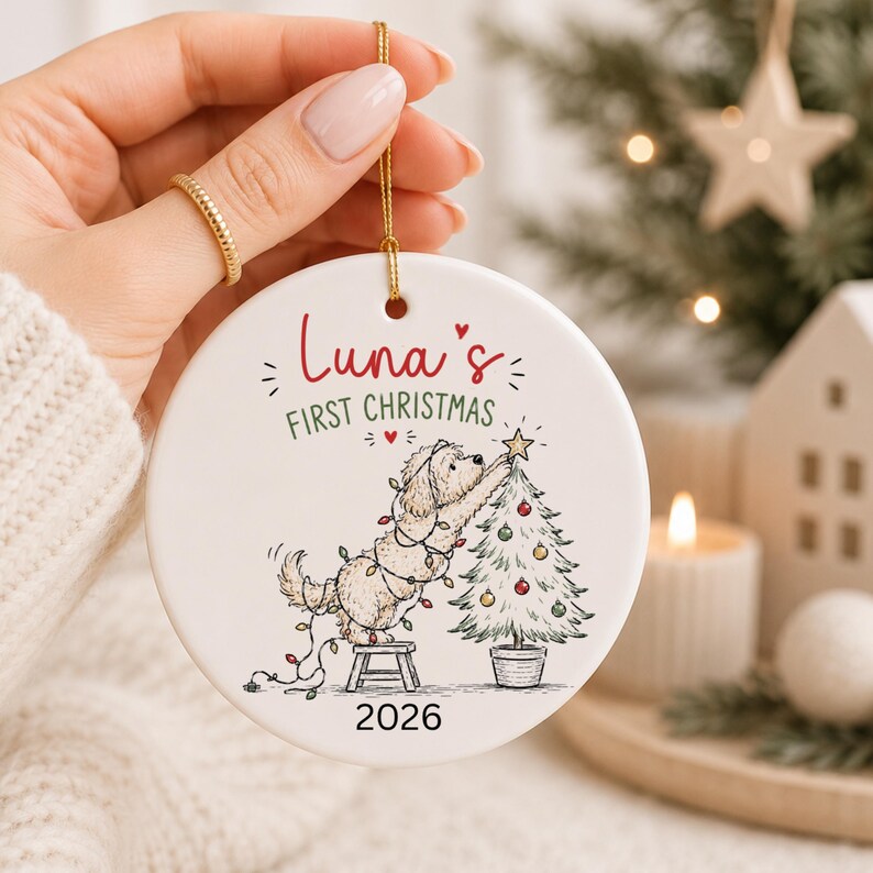 Goldendoodle First Christmas Ornament Personalized | Puppy's Christmas Ornament | Doodle Dog Fi product image 6
