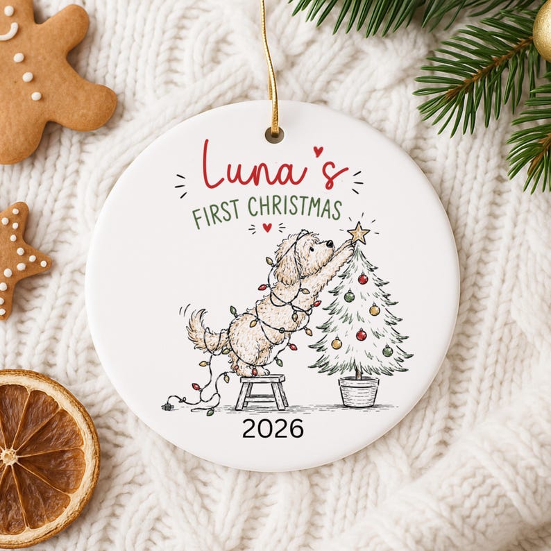 Goldendoodle First Christmas Ornament Personalized | Puppy's Christmas Ornament | Doodle Dog Fi product image 9