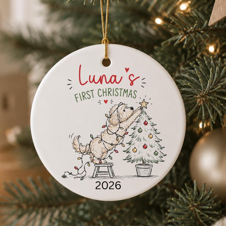Goldendoodle First Christmas Ornament Personalized | Puppy's Christmas Ornament | Doodle Dog Fi product image 11
