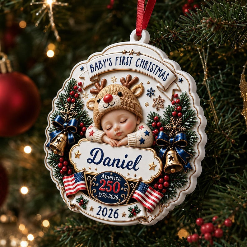 Baby's First Christmas 2026 Ornament – Personalized Name America 250 Keepsake product image 3