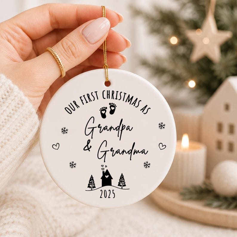 Personalized First Christmas as Grandparents Ornament – Grandma Grandpa Christmas Gift product image 3