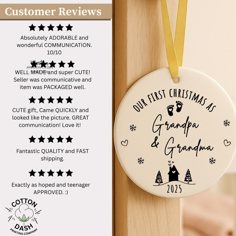 Personalized First Christmas as Grandparents Ornament – Grandma Grandpa Christmas Gift product image 12