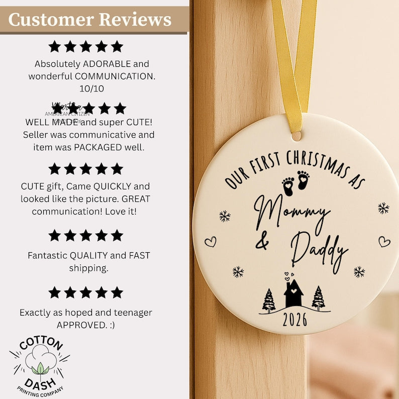 First Christmas as Mommy Daddy Ornament – Personalized New Parents Christmas Ornament product image 12