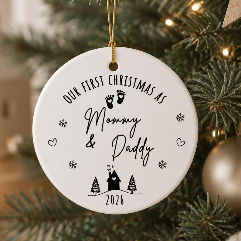 First Christmas as Mommy Daddy Ornament – Personalized New Parents Christmas Ornament product image 6