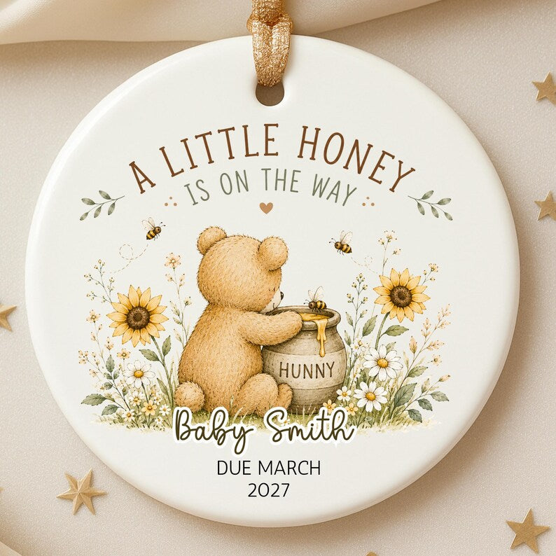 Pregnancy Announcement Ornament – Personalized Baby Reveal Bear Ornament product image 6