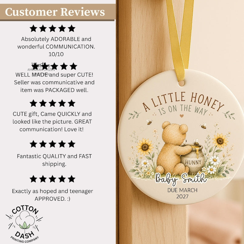 Pregnancy Announcement Ornament – Personalized Baby Reveal Bear Ornament product image 12