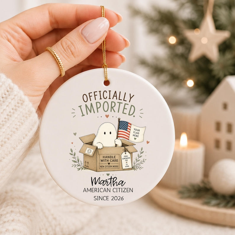 American Citizenship Ornament – Personalized New American Citizen Gift personalized Christmas ornament