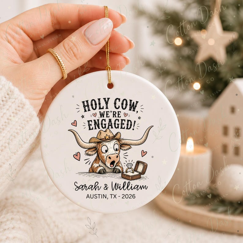 Western Engagement Ornament – Personalized Newly Engaged Gift product image 6