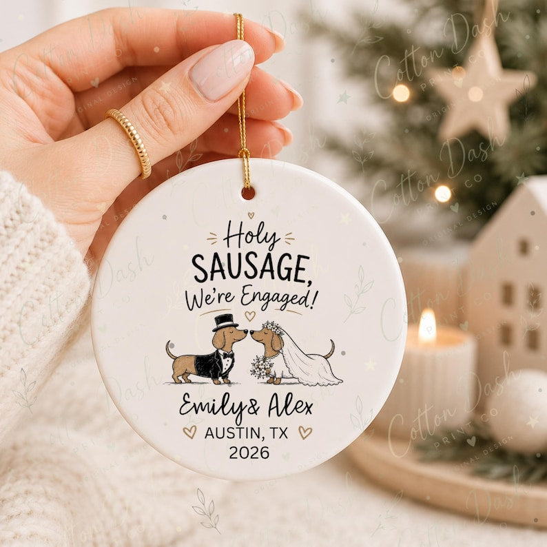 Dachshund Engagement Ornament – Funny Newly Engaged Gift product image 6