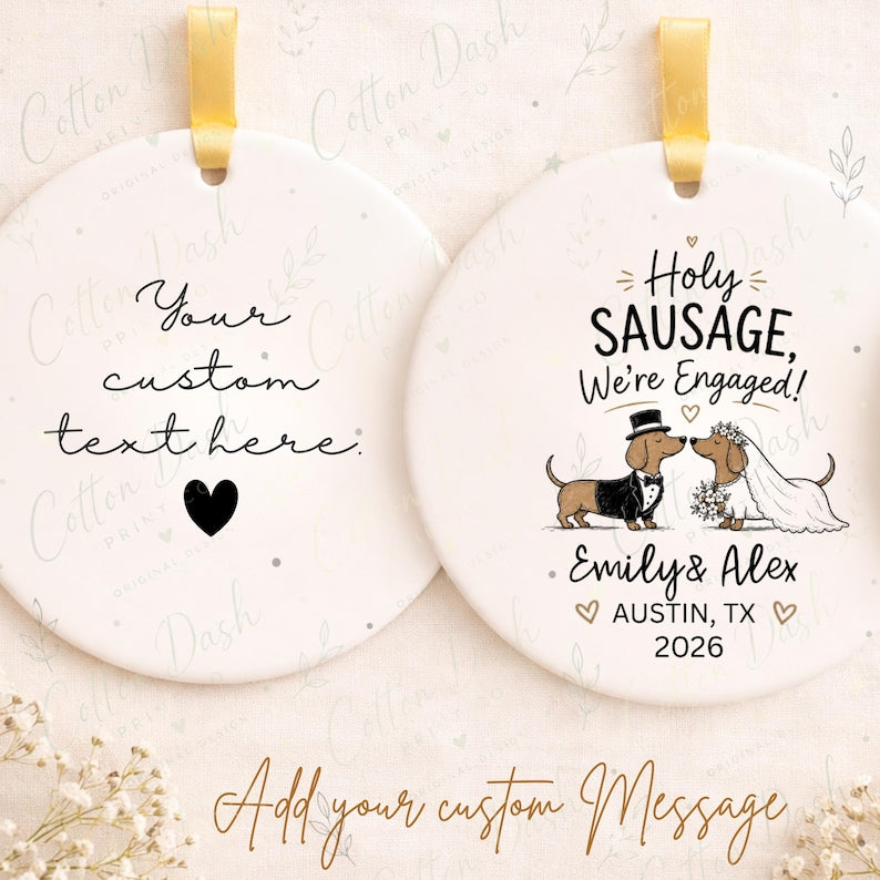 Dachshund Engagement Ornament – Funny Newly Engaged Gift product image 2