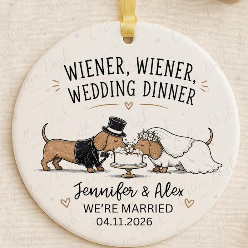 Dachshund Wedding Ornament – Personalized Newlywed Gift product image 4
