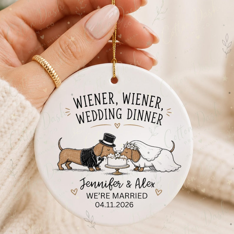 Dachshund Wedding Ornament – Personalized Newlywed Gift product image 6