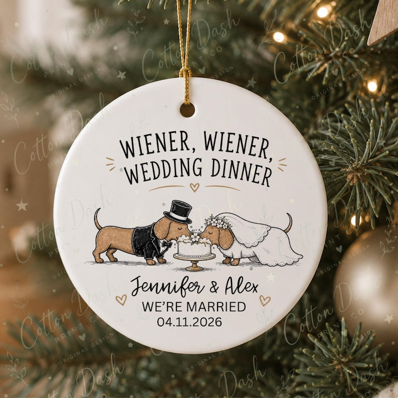 Dachshund Wedding Ornament – Personalized Newlywed Gift product image 12