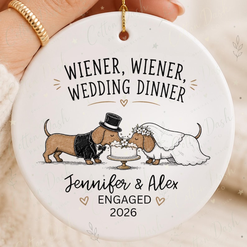 Dachshund Engagement Ornament – Personalized Newly Engaged Gift product image 10