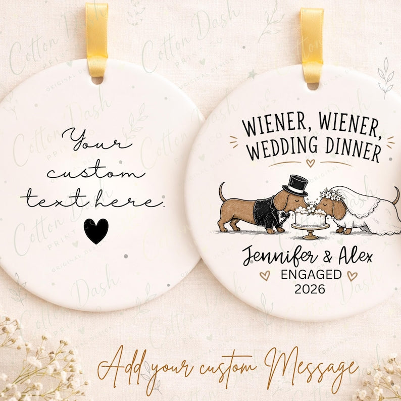 Dachshund Engagement Ornament – Personalized Newly Engaged Gift product image 2