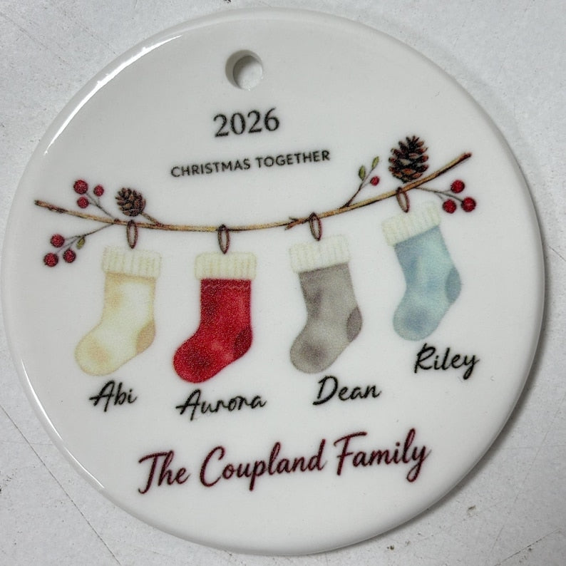 Personalized Family Name Ceramic Xmas Tree Bauble Ornament product image 16