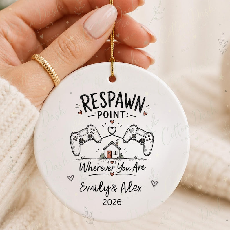 Gamer Couple Ornament – Long Distance Relationship personalized Christmas ornament