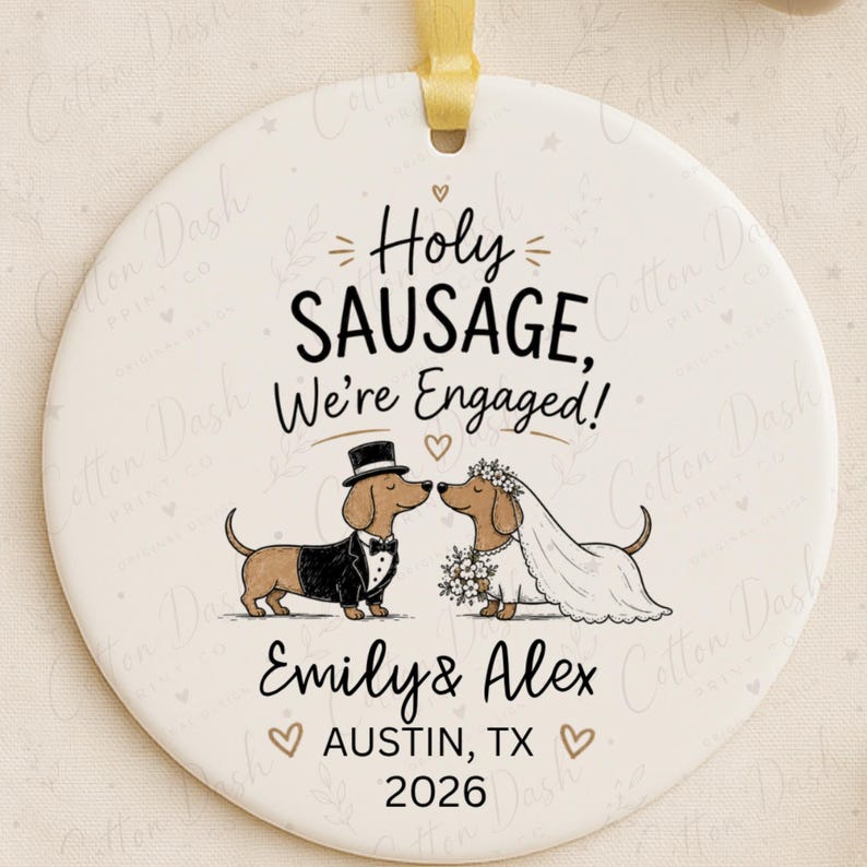 Dachshund Engagement Ornament – Funny Newly Engaged Gift product image 4