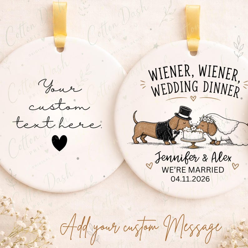 Dachshund Wedding Ornament – Personalized Newlywed Gift product image 2