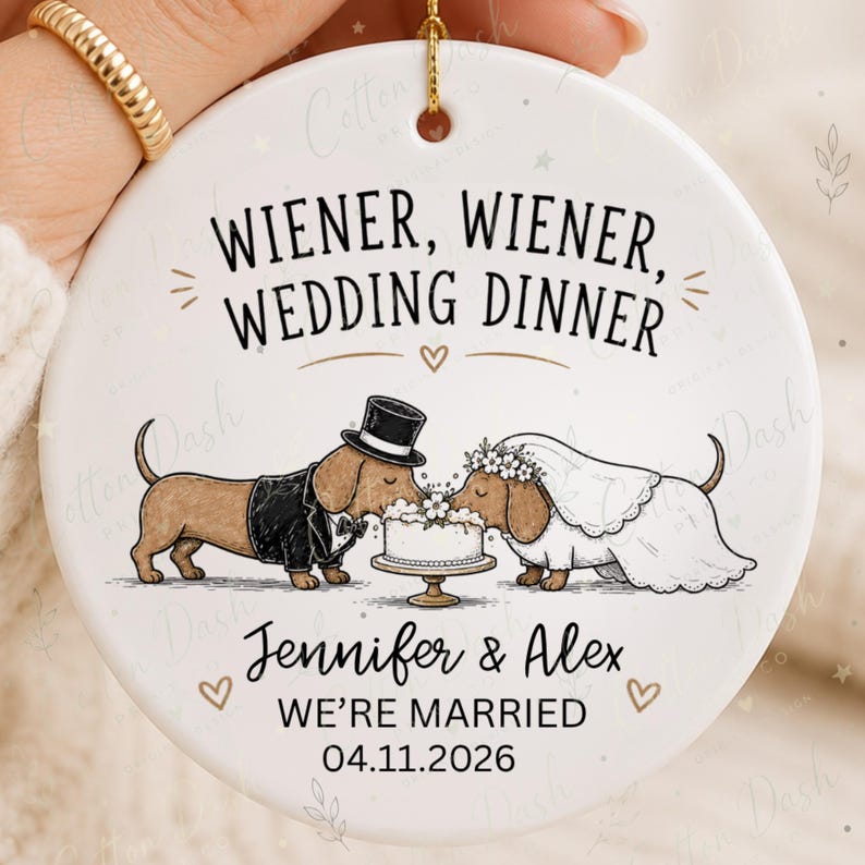 Dachshund Wedding Ornament – Personalized Newlywed Gift product image 8