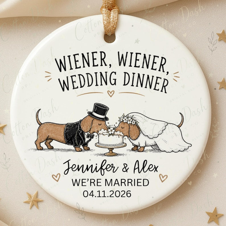 Dachshund Wedding Ornament – Personalized Newlywed Gift product image 10