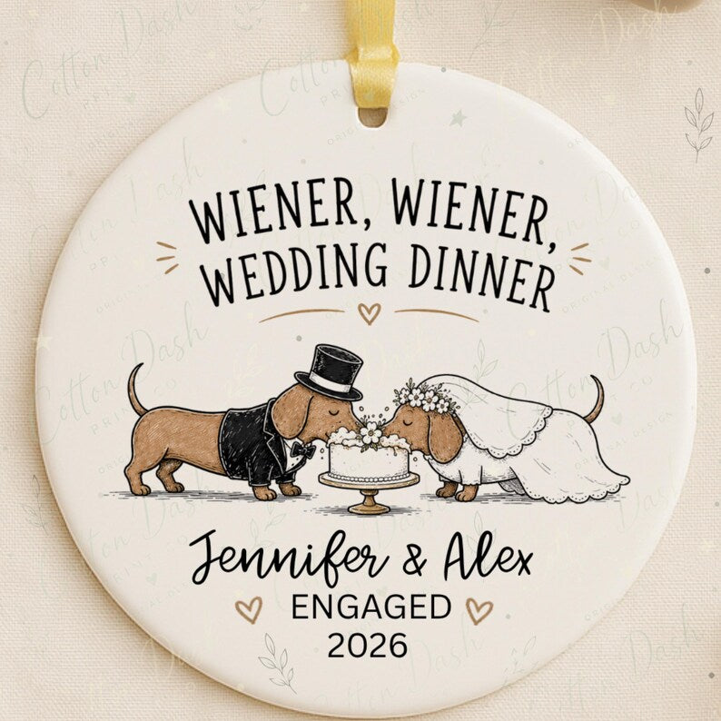 Dachshund Engagement Ornament – Personalized Newly Engaged Gift product image 8