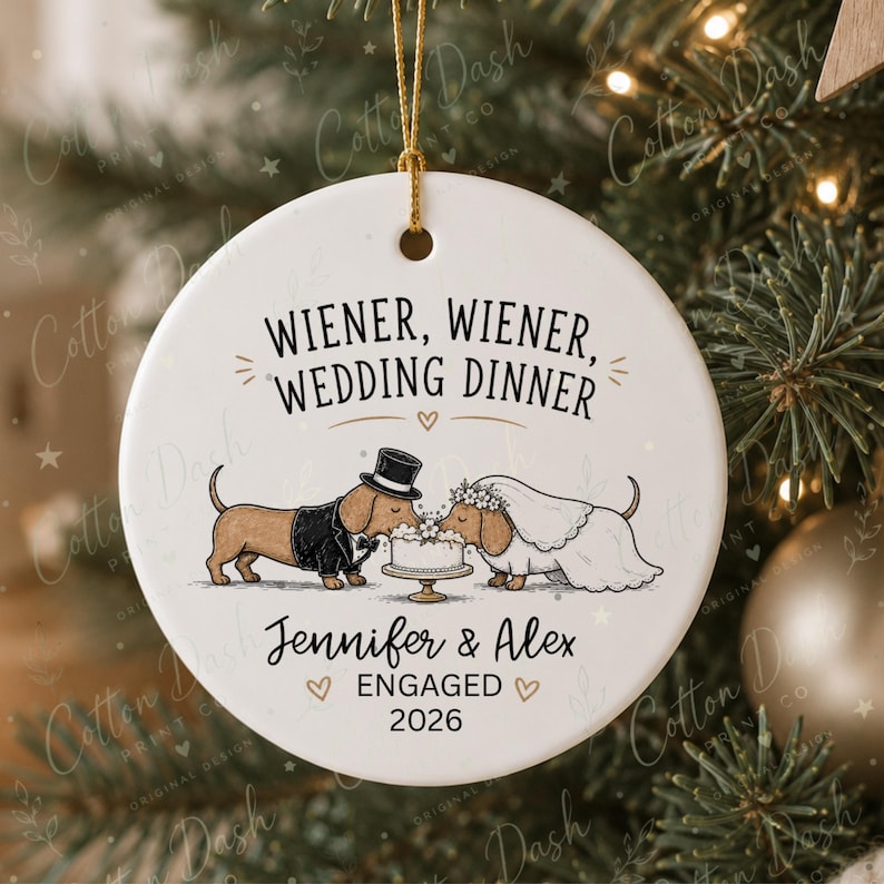 Dachshund Engagement Ornament – Personalized Newly Engaged Gift product image 12
