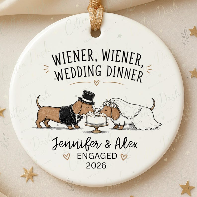 Dachshund Engagement Ornament – Personalized Newly Engaged Gift product image 4