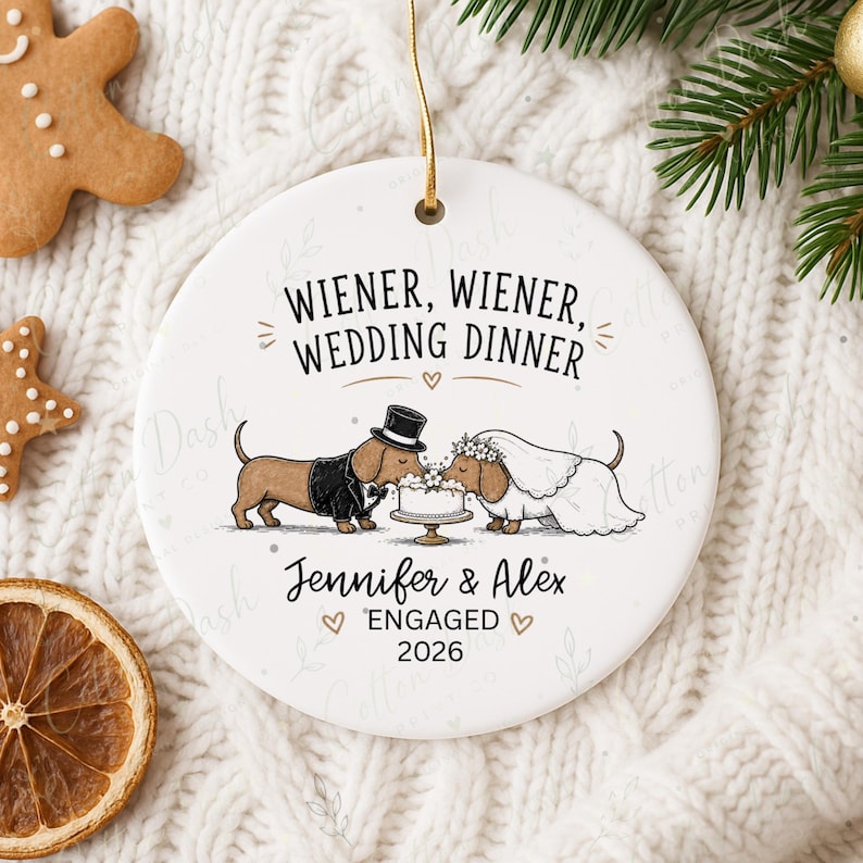 Dachshund Engagement Ornament – Personalized Newly Engaged Gift product image 11