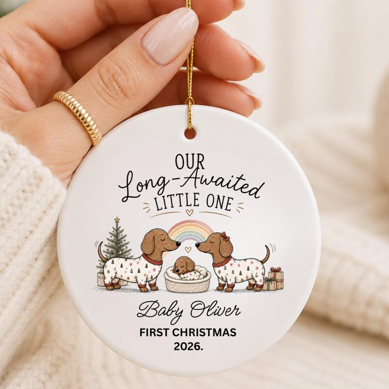 Rainbow Baby First Christmas Ornament – Personalized Baby Keepsake for Long Awaited Baby personalized Christmas ornament